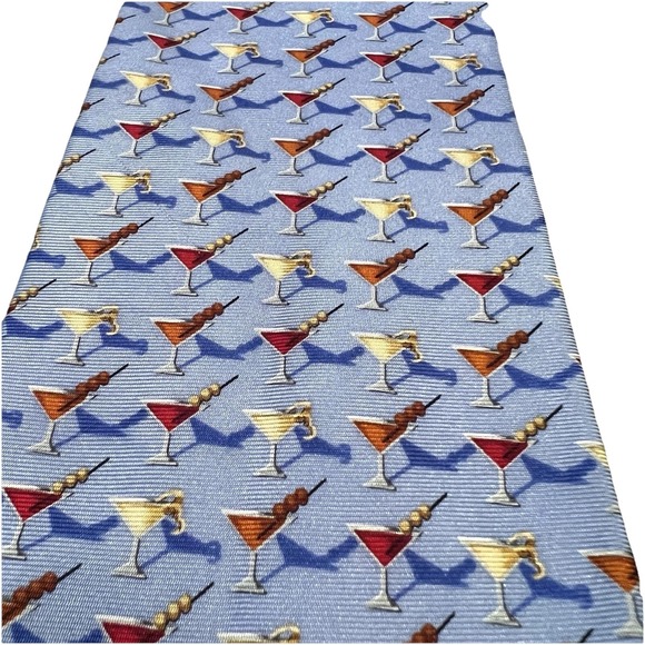Nautica Other - Nautica Blue Silk Tie With All‎ Over Martini Glass Pattern